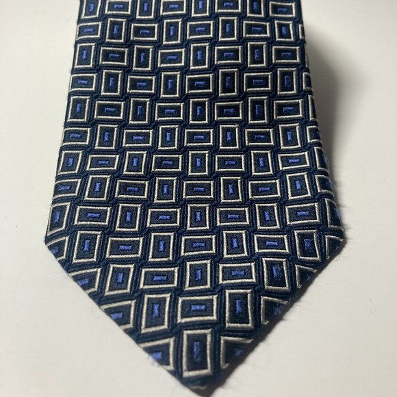 Robert Talbott Best of Class Silk Hand Sewn Necktie Silver Blue Geometric Tie - Picture 3 of 6